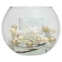 BOUGIE BOULE VERRE ET DECO 61G