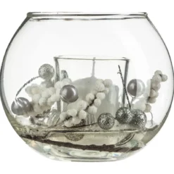 BOUGIE BOULE VERRE ET DECO 61G