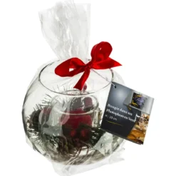BOUGIE BOULE VERRE ET DECO 61G