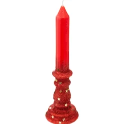 BOUGIE CHANDELLE PAILLETTE H.20CM 98G ROUGE