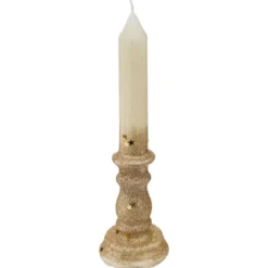 BOUGIE CHANDELLE PAILLETTE OR H.20CM 98G