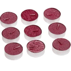 BOUGIE CHAUFFE PLAT PAILLETTE X9 PIECES ROUGE 12G