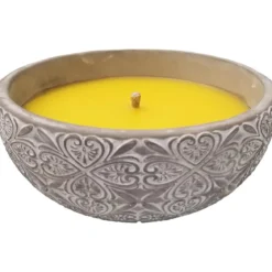BOUGIE CITRONNELLE POT CIMENT ROSACE GRIS