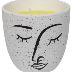 BOUGIE CITRONNELLE POT TERRACOTTA VISAGE GRAND MODELE BLANC