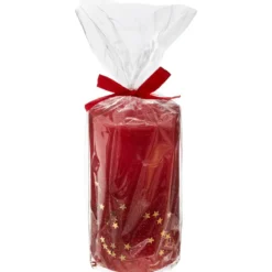 BOUGIE CYLINDRE PAILLETTE ROUGE 340G