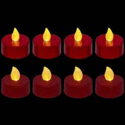 BOUGIE LED PAILLETTE METAL X8 PIECES ROUGE