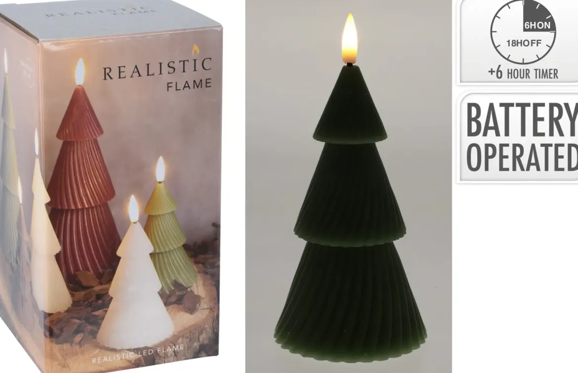BOUGIE LED SAPIN D.11CM VERT