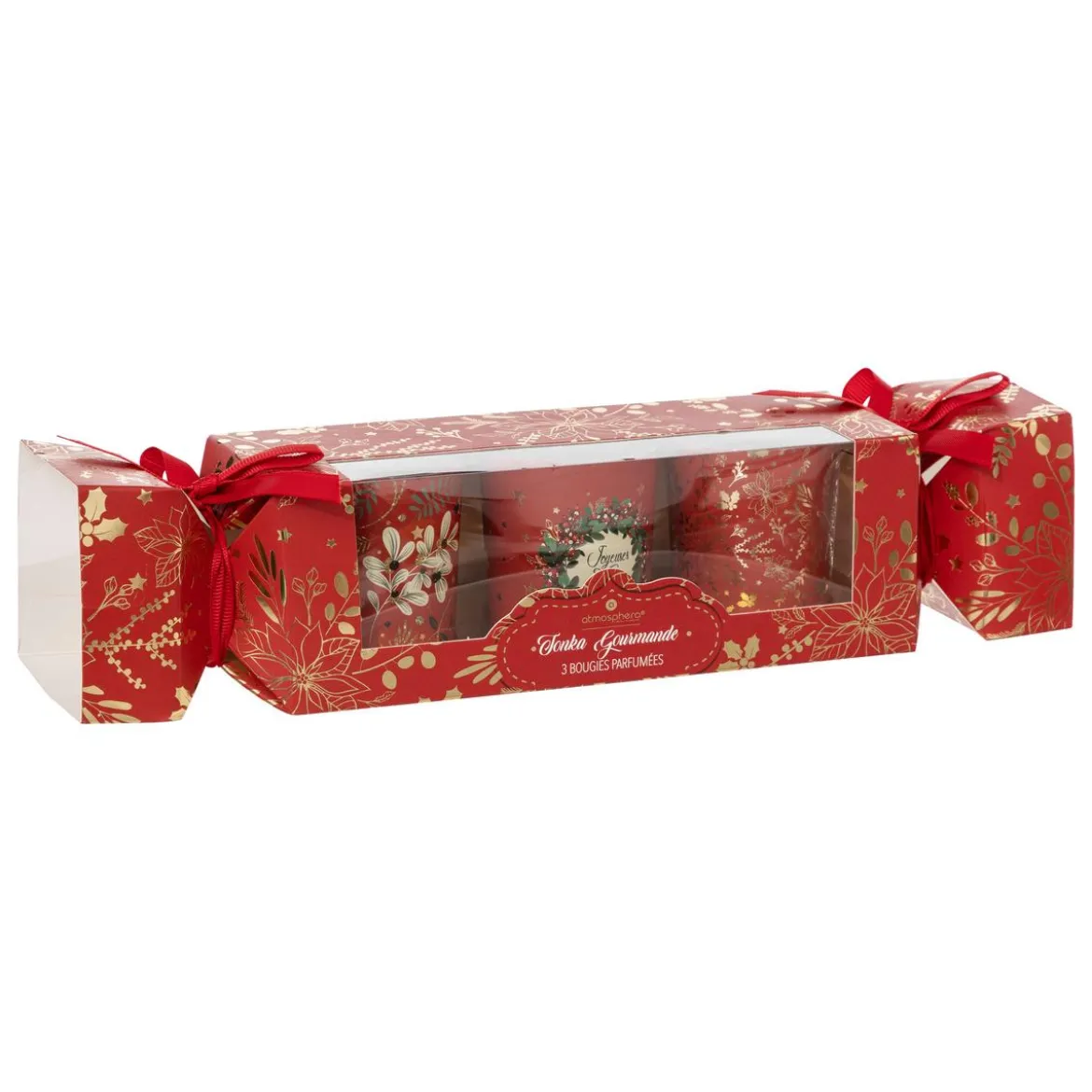 BOUGIE PARFUMEE PHOTOPHORE IMPRIME ROUGE X3 PIECES