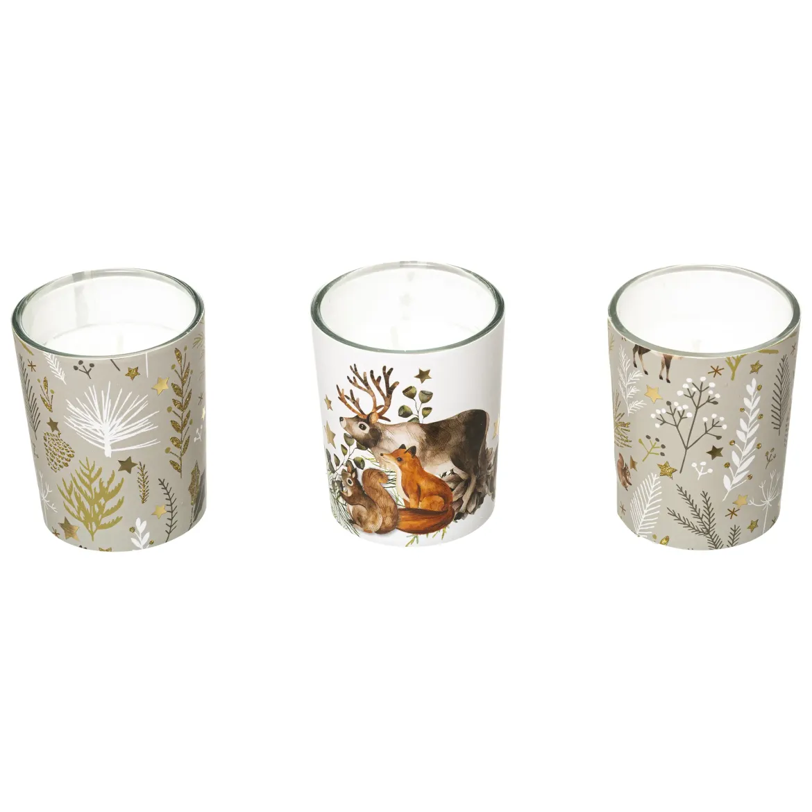BOUGIE PARFUMEE PHOTOPHORE MARRON GLACE X3 PIECES 5X6CM
