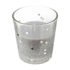 BOUGIE PHOTOPHORE VERRE H.8CM PAILLETTE ARGENT 90G