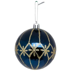 BOULE DE NOEL BLEU ABEILLE OR 8CM