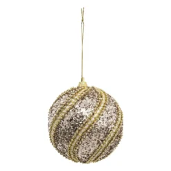 BOULE DE NOEL CHAMPAGNE PAILLETTE X3 PIECES 8CM
