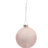 BOULE DE NOEL EN VERRE FLOCON ROSE 8CM