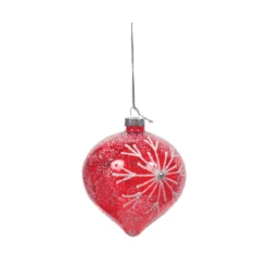 BOULE DE NOEL EN VERRE FORME OIGNON FLOCON 8CM