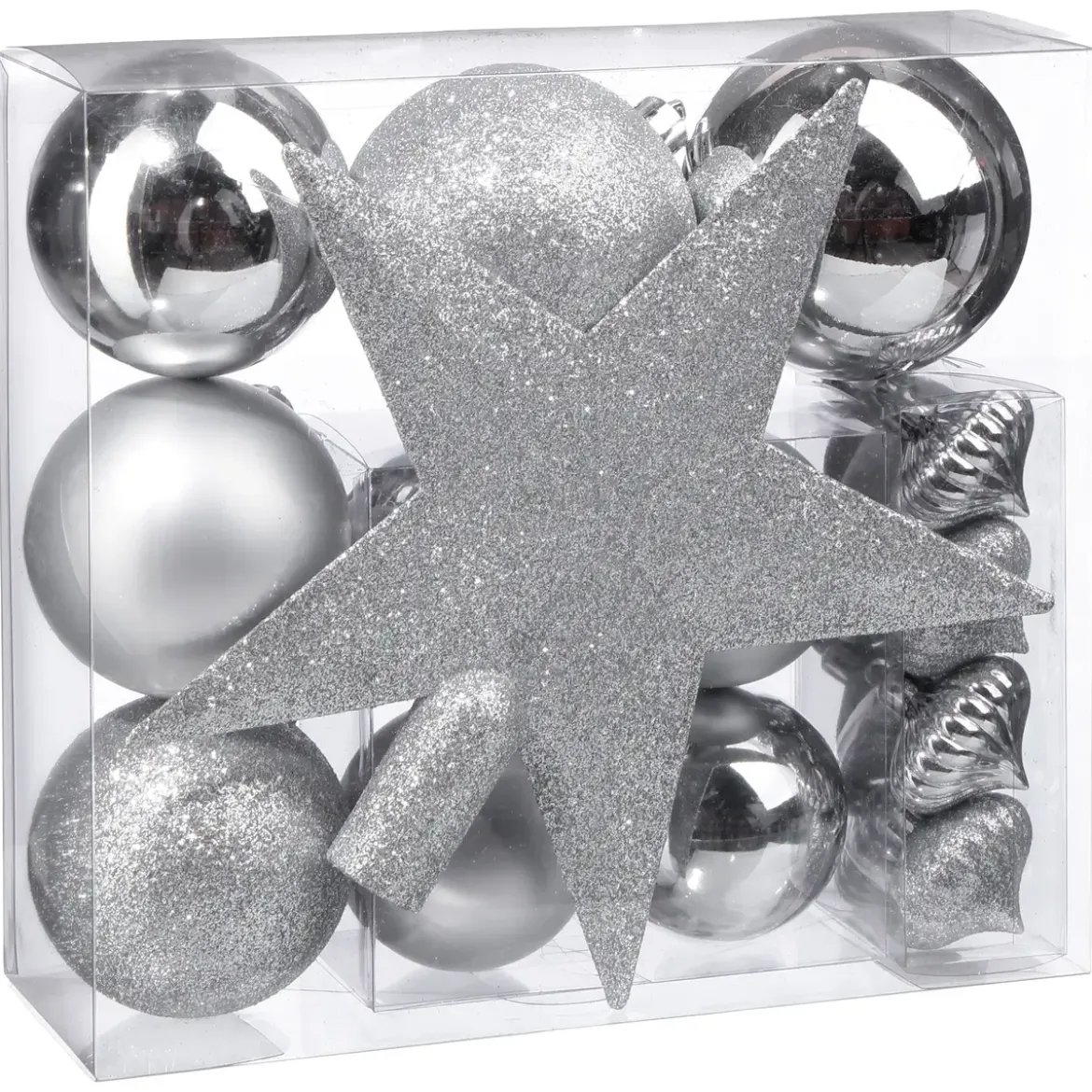 BOULE DE NOEL KIT 18 PIECES ARGENT