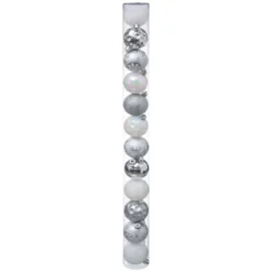 BOULE DE NOEL 60MM X12 PIECES NEIGE ARGENT BLANC