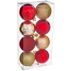 BOULE DE NOEL 70MM X8 PIECES ROUGE OR