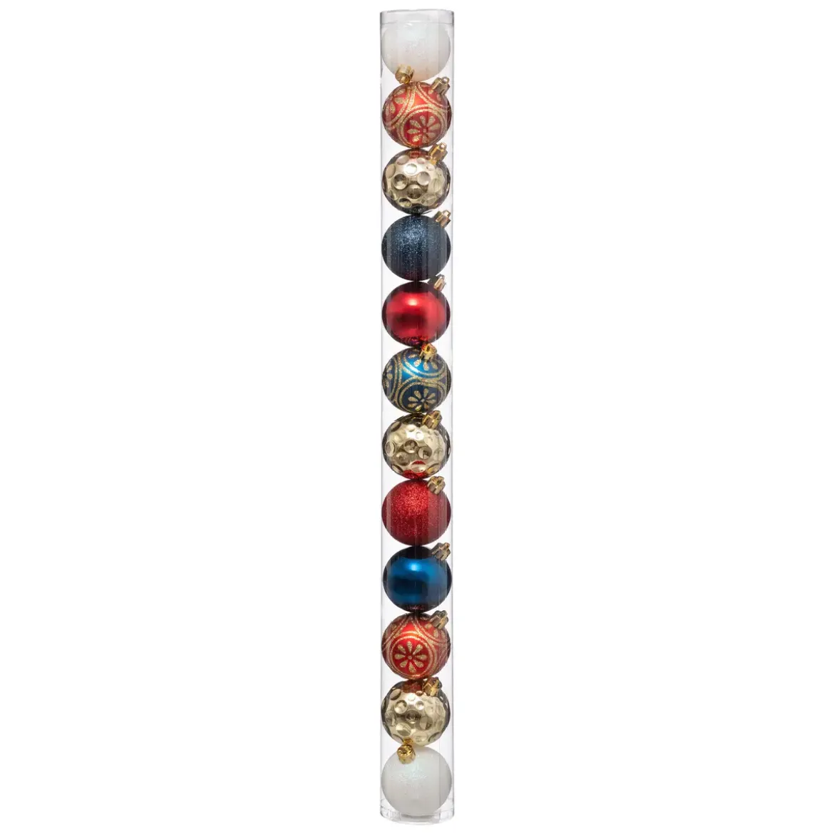 BOULE DE NOEL 60MM X12 PIECES ROUGE DORE BLEU BLANC