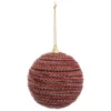 BOULE DE NOEL TISSEE ROUGE 8CM