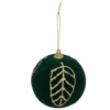 BOULE DE NOEL VELOURS VERTE FEUILLE 8CM