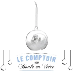 BOULE DE NOEL VERRE ANGE PLUME 8CM