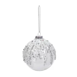 BOULE DE NOEL VERRE AVEC ORNEMENTS SEQUINS 8CM