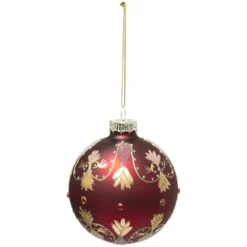 BOULE DE NOEL VERRE 8CM BAROQUE ROUGE