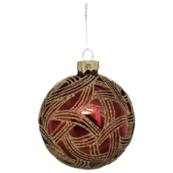 BOULE DE NOEL VERRE 7CM PAILLETTE VAGUES