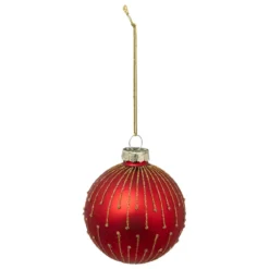 BOULE DE NOEL VERRE 7CM ROUGE PERLEE