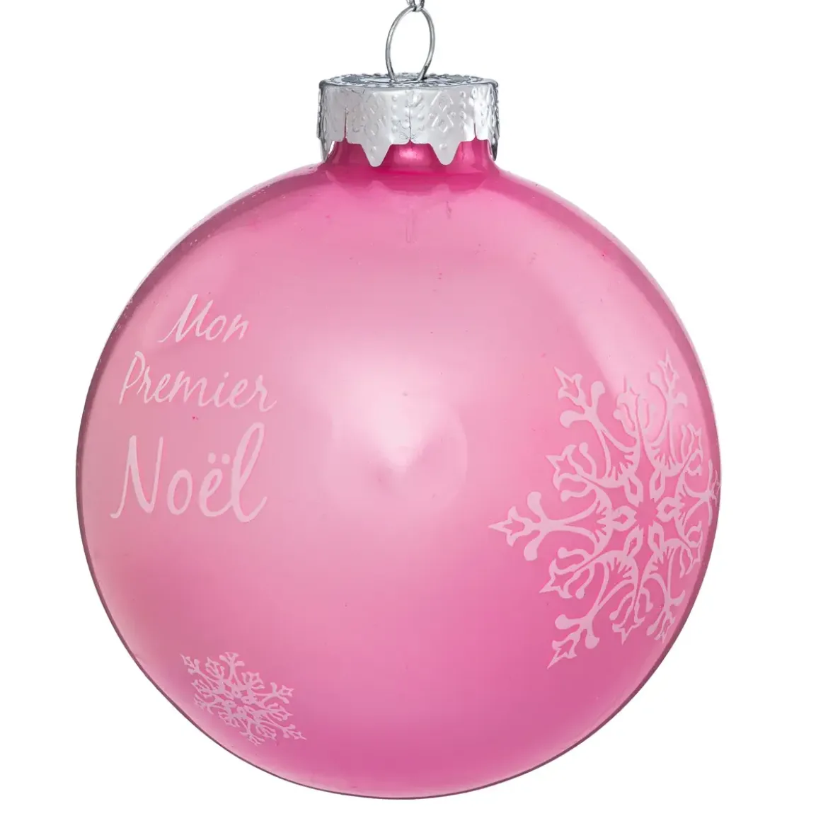 BOULE DE NOEL VERRE ENFANT BLEUE 80MM