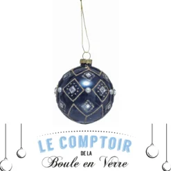 BOULE DE NOEL VERRE LOSANGES 8CM