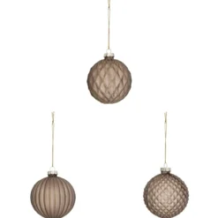 BOULE DE NOEL VERRE MARRON X3 PIECES 8CM