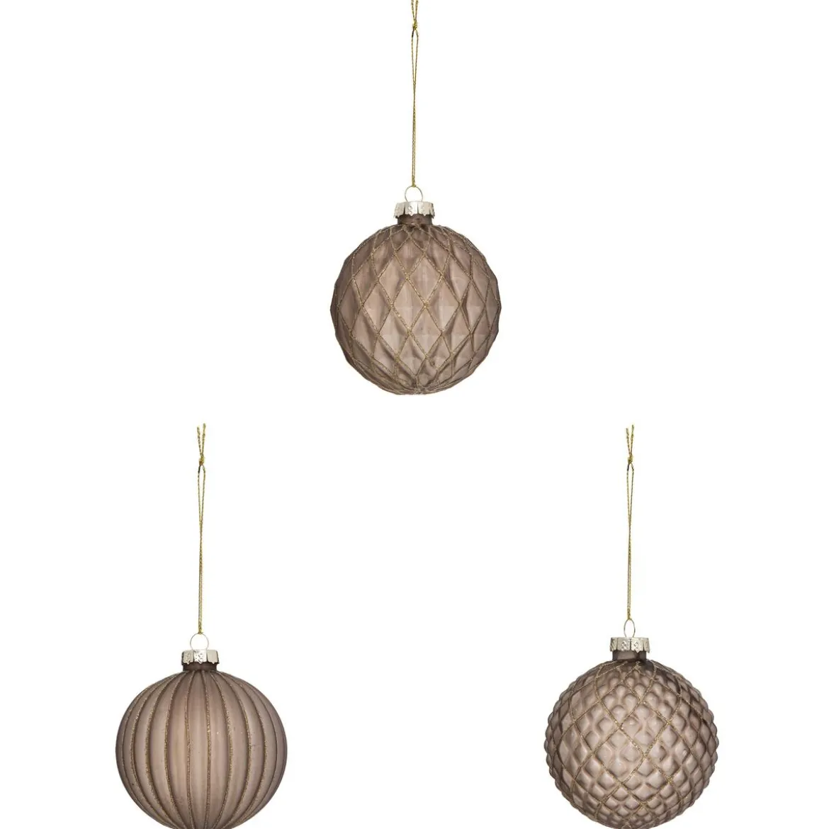BOULE DE NOEL VERRE MARRON X3 PIECES 8CM