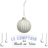 BOULE DE NOEL VERRE STRIE OR 7CM