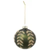BOULE DE NOEL VERRE VERTE FEUILLE OR 8CM
