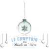 BOULE DE NOEL VERRE VERTE FLOCON 7CM
