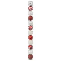 BOULE DE NOEL X12 PIECES ROUGE BLANC 6CM