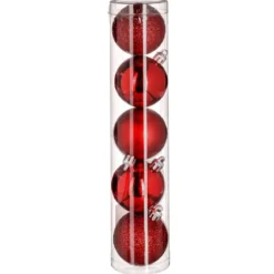 BOULE DE NOEL X5 PIECES ROUGE 5CM