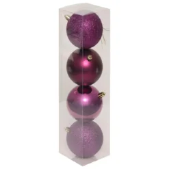 BOULE DE NOEL X4 PIECES VIOLET 8CM