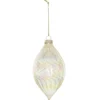 BOULE EN VERRE DOREE IRISEE FORME ALLONGEE 8CM