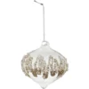 BOULE EN VERRE OIGNON PAILLETTES ET PERLES 8CM