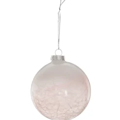 BOULE EN VERRE ROSE FUME 8CM