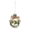BOULE LED AVEC BRANCHE DE SAPIN ET NOEUD 8CM