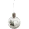 BOULE LED MERRY CHRISTMAS AVEC NEIGE ET HOUX D.8CM