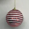 BOULE NOEL D.6.5CM ROUGE ET BLANC