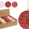 BOULE NOEL 100MM ROUGE BLANC
