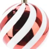BOULE NOEL RAYEE ROUGE ET BLANC D.12CM