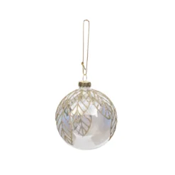 BOULE NOEL VERRE ARC EN CIEL FEUILLE DOREE
