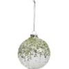 BOULE NOEL VERRE ETOILES VERTES 8CM