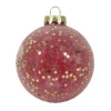 BOULE NOEL VERRE ROUGE ETOILES OR